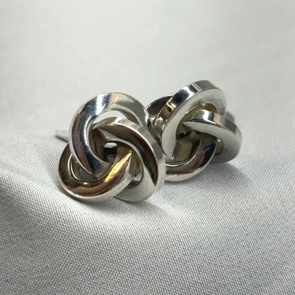 Aksel Rasmussen Kert Cufflinks Mens OS Silver Excellent Danish Modernist Knot